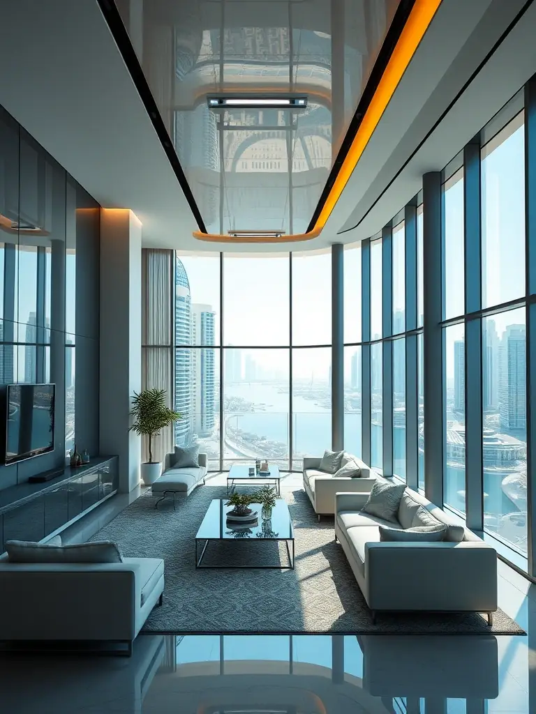 A stylish studio apartment in Dubai Marina with a balcony overlooking the marina, offering a blend of comfort and convenience.