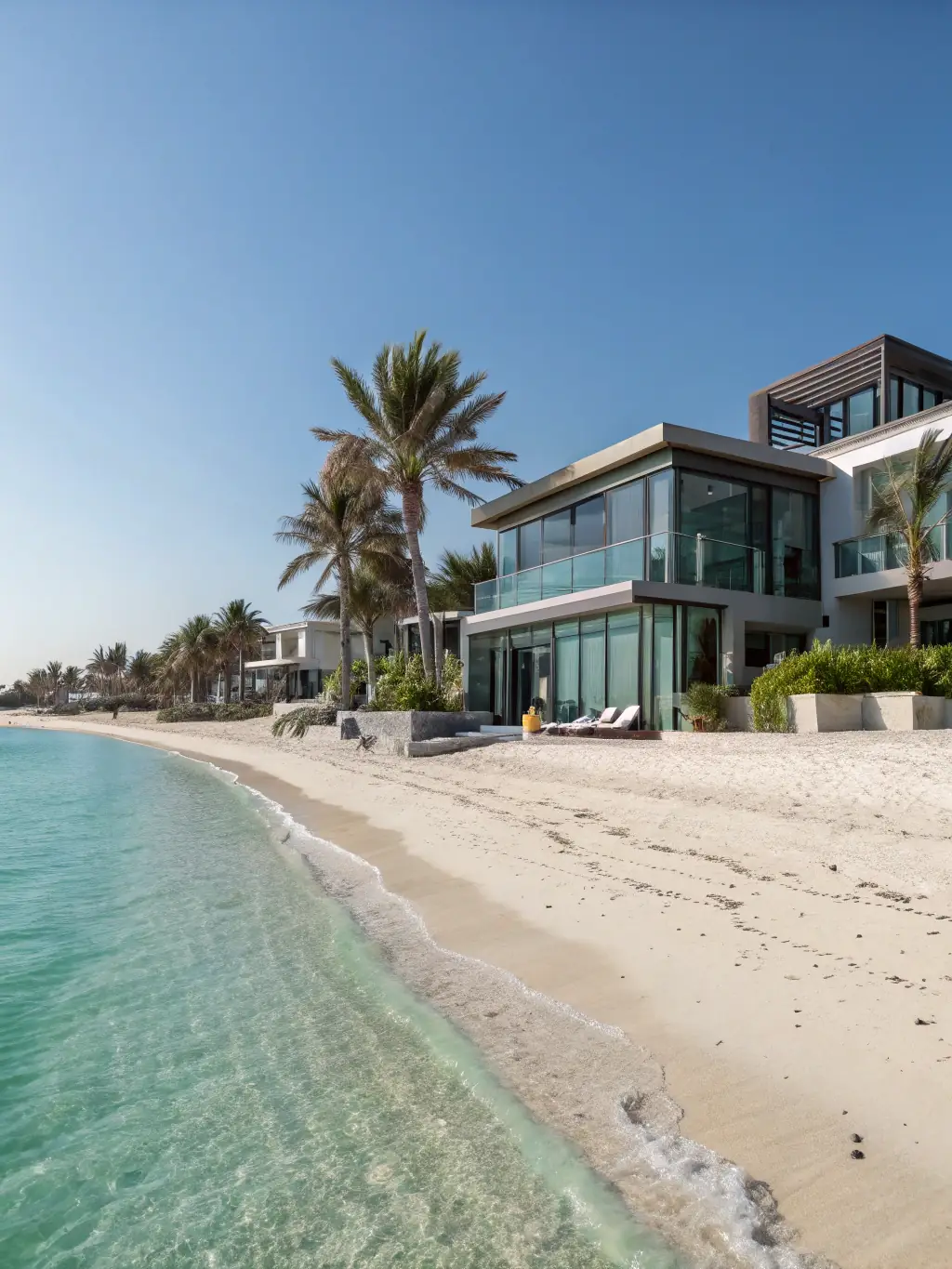 A serene image of a beachfront villa in Jumeirah, capturing the essence of luxury coastal living.